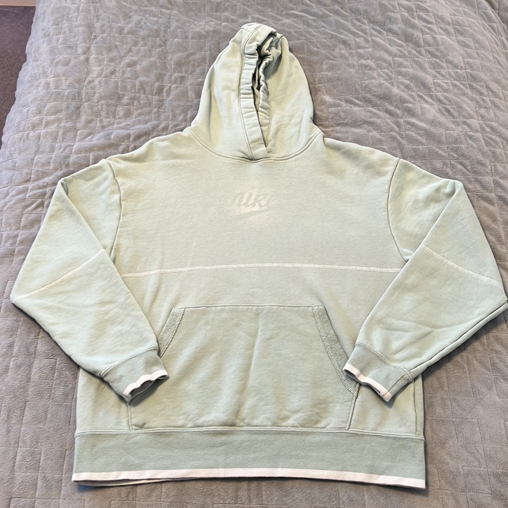 Nike Hooded Sweatshirt, Hoodie, Light Green, Logo, Size S
